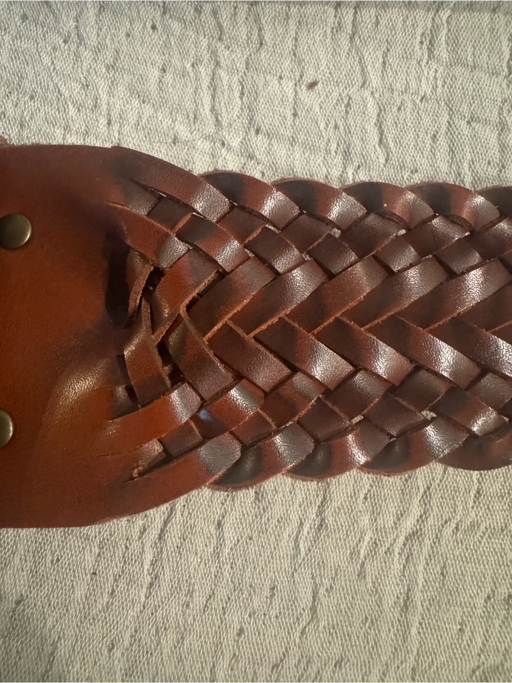 Cabi Woven Leather Belt Size M Brown Wide Boho Western Statement Buckle Belt - Picture 10 of 11